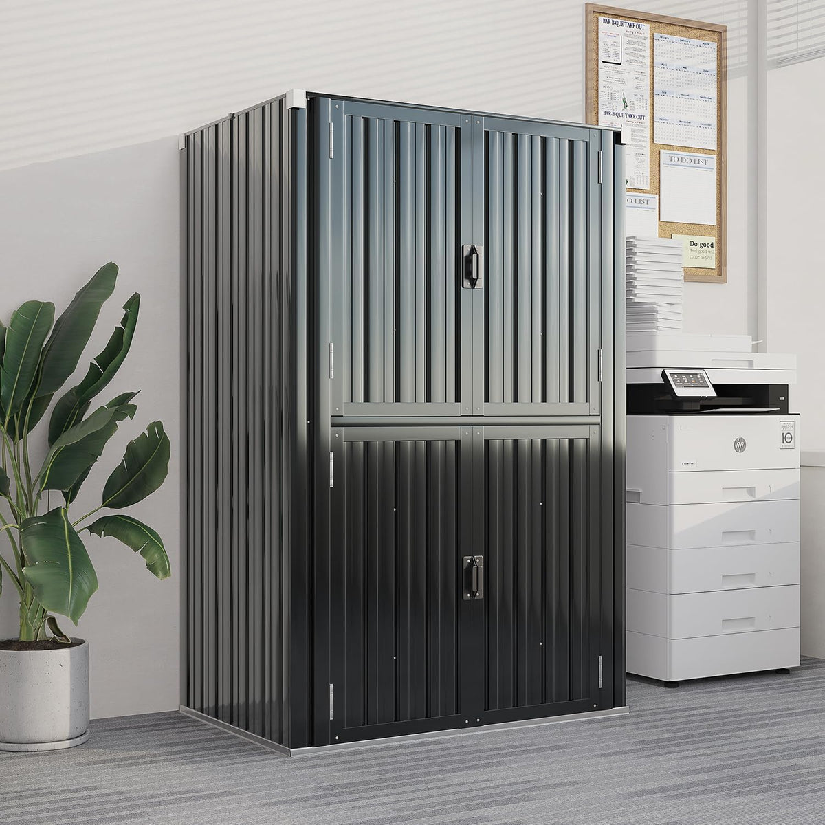 AECOJOY Outdoor Storage Cabinet Waterproof with Shelves, Dark Grey Lockable Vertical Outdoor Cabineyt, Large Storage Shed Tall Weatherproof Outdoor Cabinets Garden Sheds & Outdoor Storage Clearance
