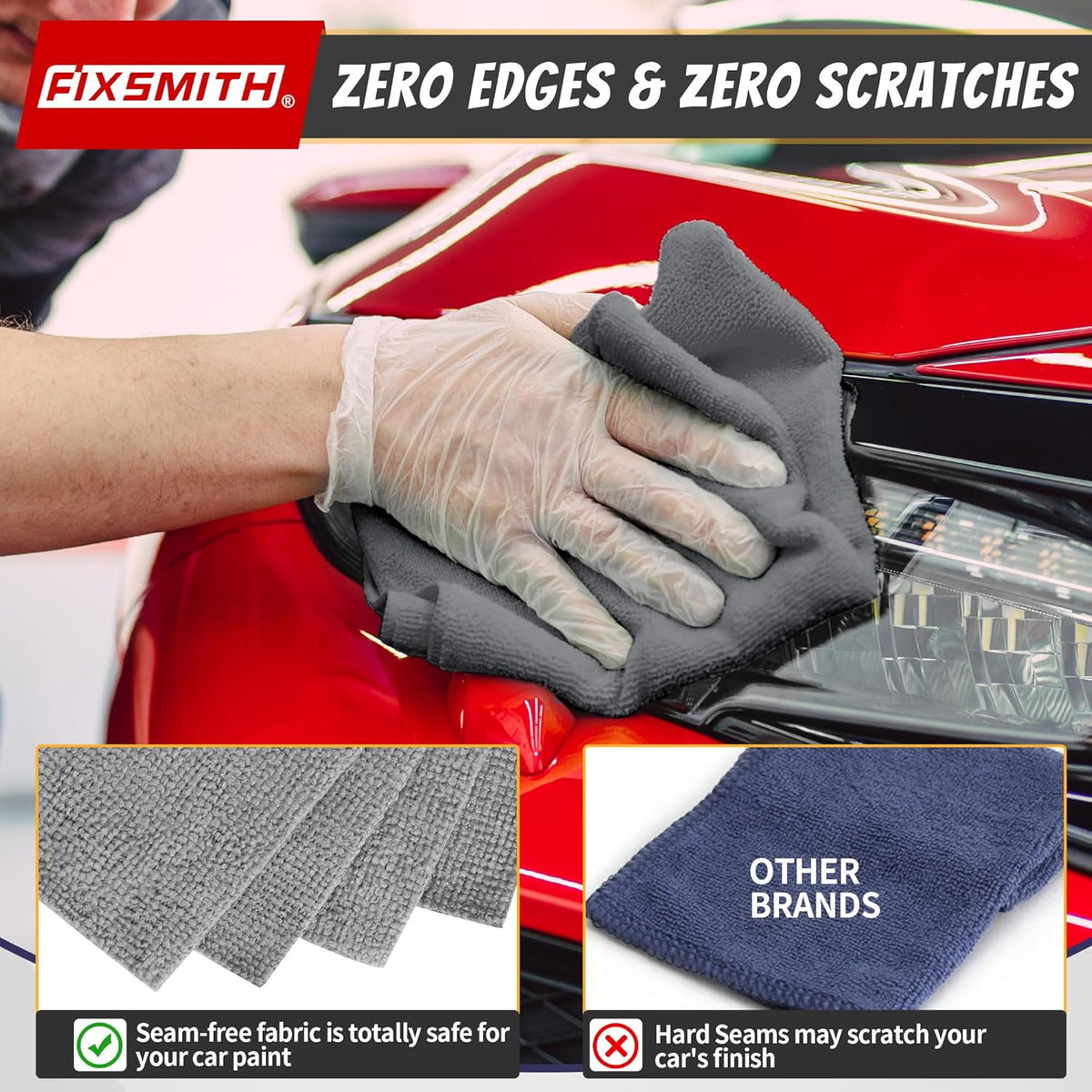 FIXSMITH Shop Towels, Pack of 50, Grey Microfiber Cleaning Cloth Bulk, Microfiber Towels for Cars, All-Purpose Absorbent Cleaning Rags, Dust Cloth for Automotive, Mechanic, Garage, 11.5 x 11.5 inch