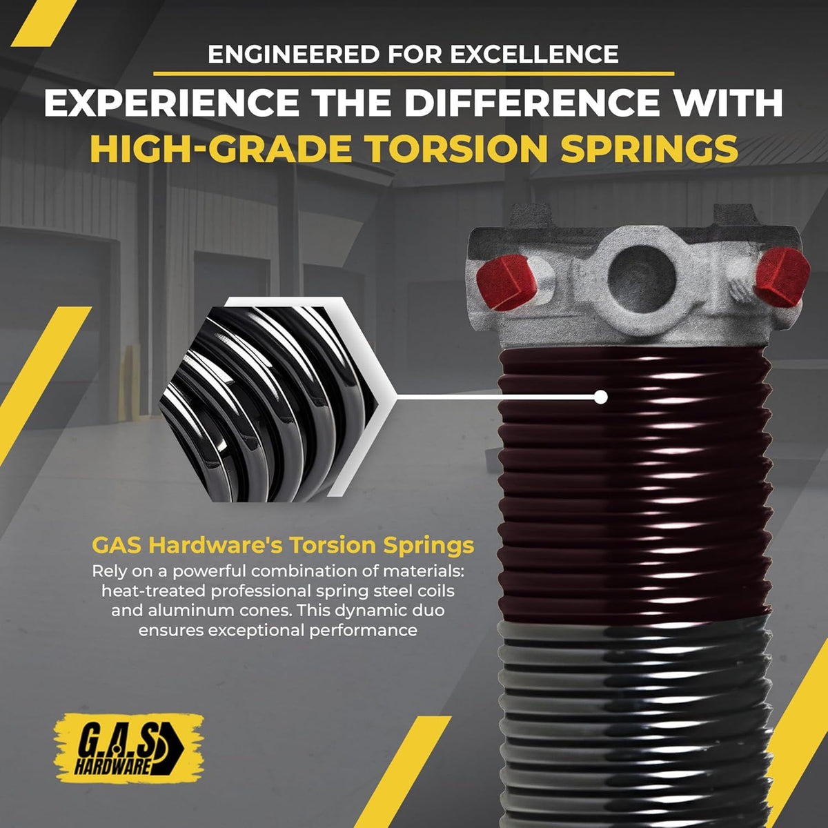 Garage Door Torsion Spring 234x1.75x33 Includes 1” Steel Bearing, Non-Slip Gloves, and Winding Bars for Left and Right Side of Garage Door Precision E-Coating 5-Year Warranty Min. 30,000 Cycles (Pair)