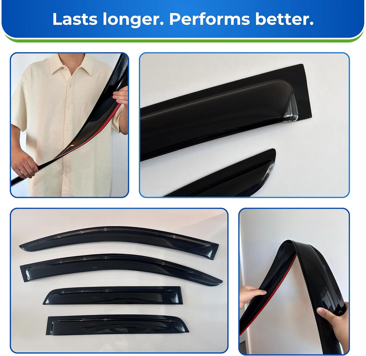 KPY Window Visor Compatible with Volkswagen (VW) Passat 2006-2010, Rain Guard Window Vent Deflectors Tape-On Style, 2006 2007 2008 2009 2010