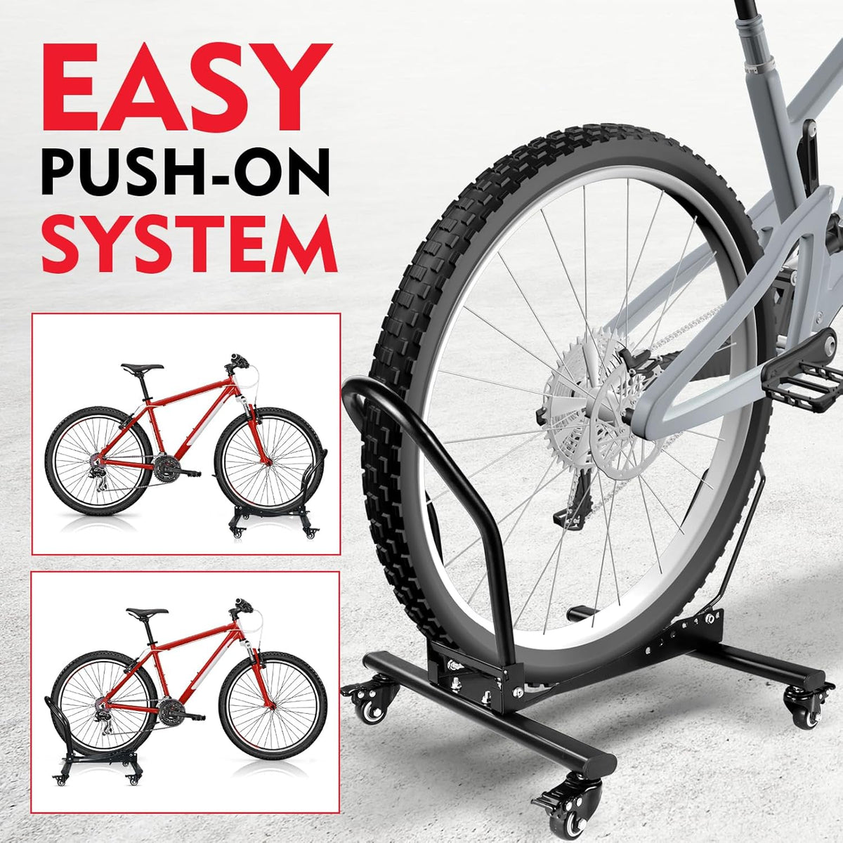 Bike Floor Stand Freestanding Space-Saving Indoor Garage Bike Storage Bicycle Parking Rack Adjustable for 20"-29" Mountain Road Bikes