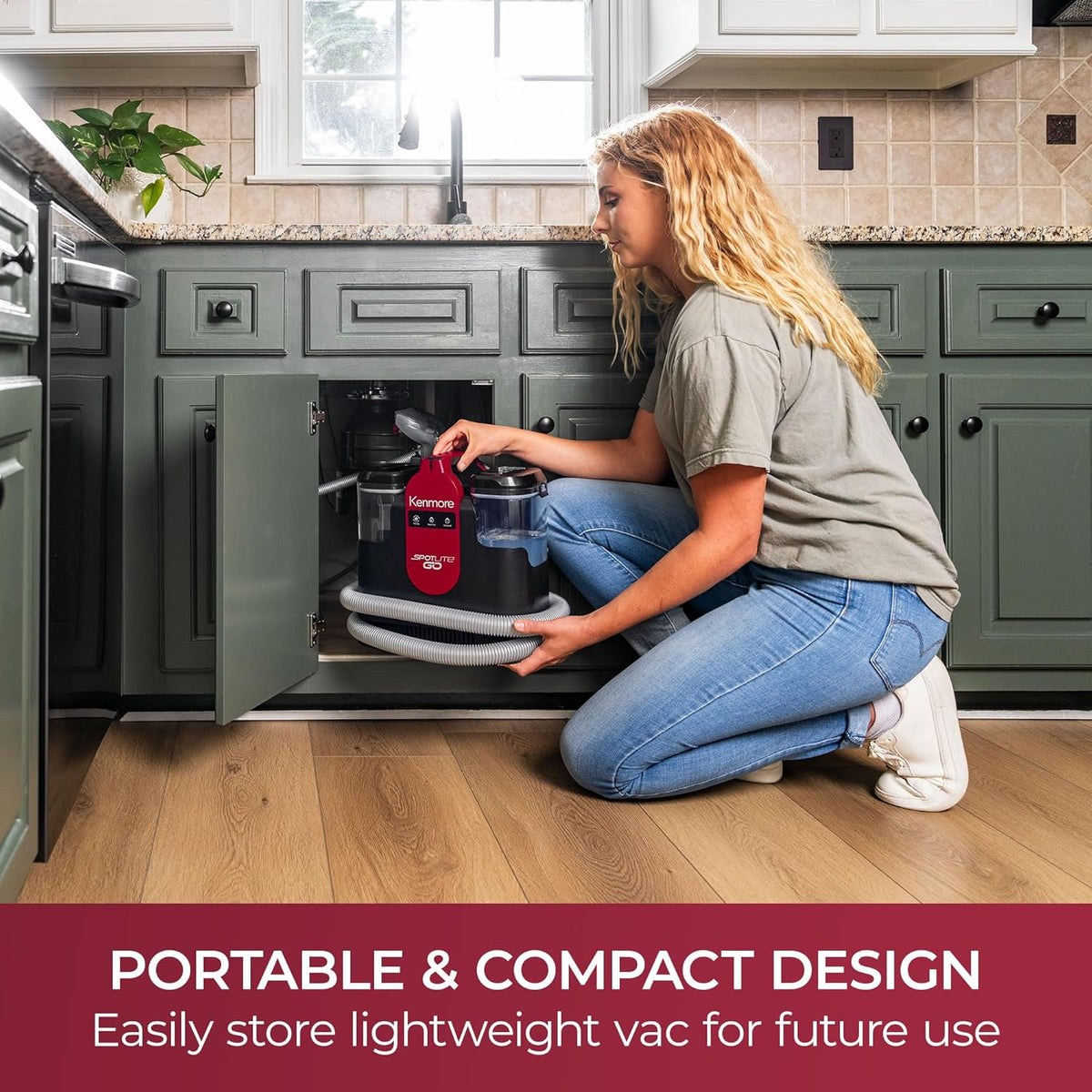 Kenmore KW1050 SpotLite™ Go Portable Heated Carpet & Upholstery Spot Cleaner, 16Kpa Power Suction with Versatile Tools for Pets, Area Rugs and Couches