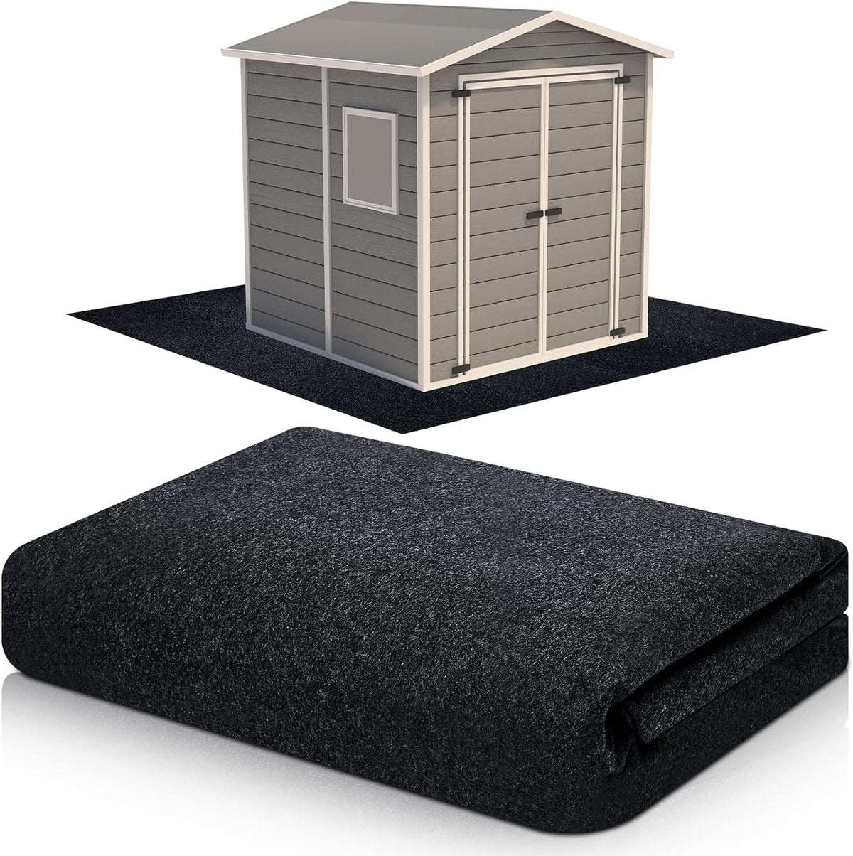 Haull Outdoor Storage Shed Floor Moat Waterproof Outdoor Carport Mat Thickened Soft Patio Furniture Pad Washable with Non Slip Backing, Storage Shed Not Included(4 x 7 ft)