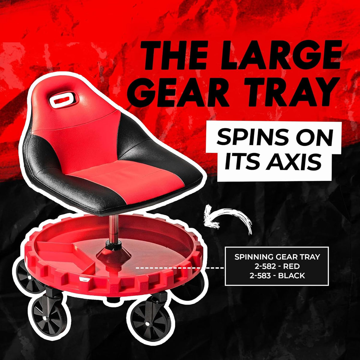 Traxion 2-700 ProGear Mobile Rolling Gear Seat W/Equipment Tray and Five All-Terrain 5" Casters