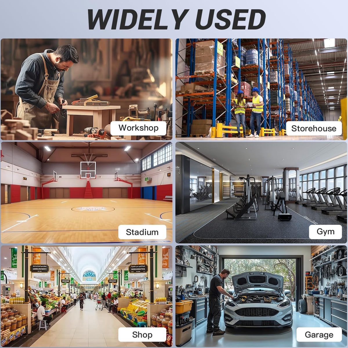 JTT LED Linear Shop Lights 150W, 21000LM 360° Adjustable Led High Bay Lights 5000K Daylight 120-277V, Led Garage Light for Shop Workshop Store Commercial Supermarket Warehouse Basement, 4-Pack ETL