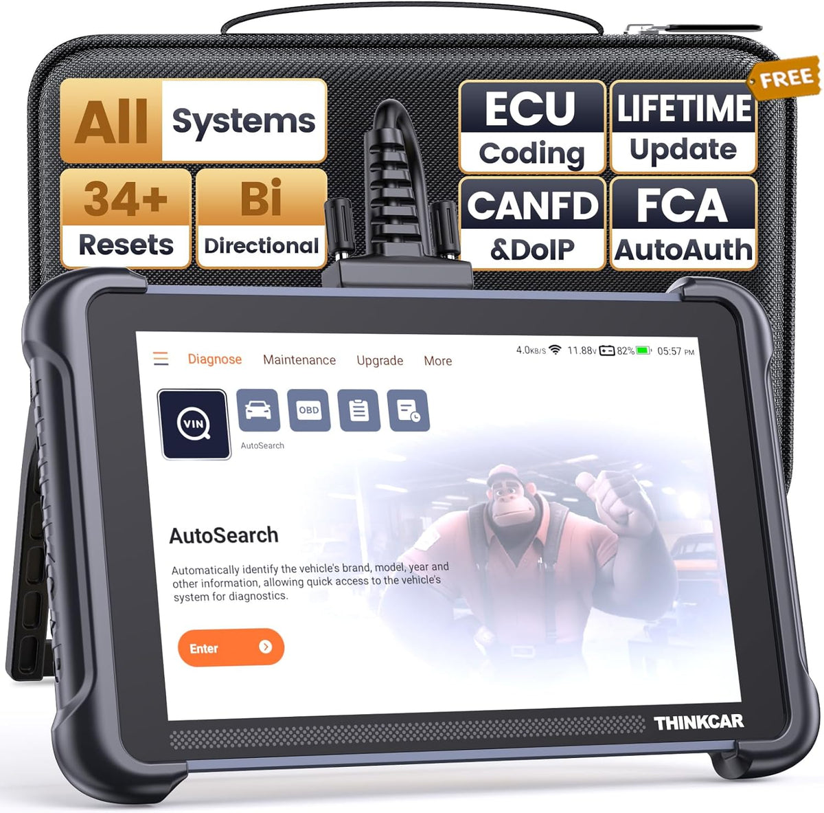 THINKCAR THINKSCAN 689 OBD2 Scanner, Bidirectional Scan Tool with Lifetime Free Update, 34+ Reset, 3000+ Active Test, ECU Coding, PMI, All System Diagnostic Scanner for Cars, CANFD & DOIP, FCA SGW