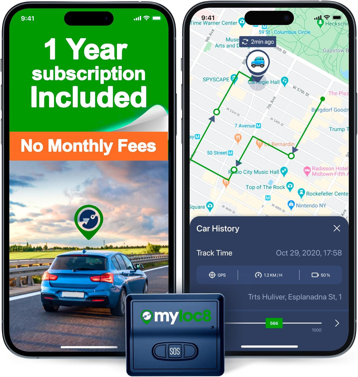 GPS Tracker for Vehicles with Magnet – 4G LTE Real-Time Location Device with App, Built-in SIM, 14-Day Battery – Anti-Theft GPS Tracker for Car, Motorcycle, Scooter, Bike - 12-Mo Subscription Incl