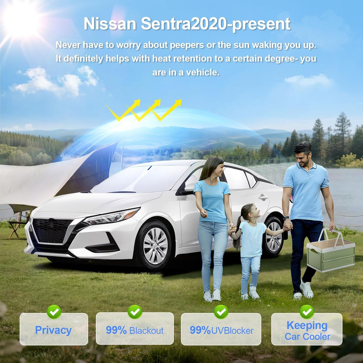 6pcs Car Window Shades for Nissan Sentra 2020-present Accessories,Windshield Side Rear Full Sunshade,Sun Visor UV Blocking, Privacy Protection and Blackout for Camping Outdoor