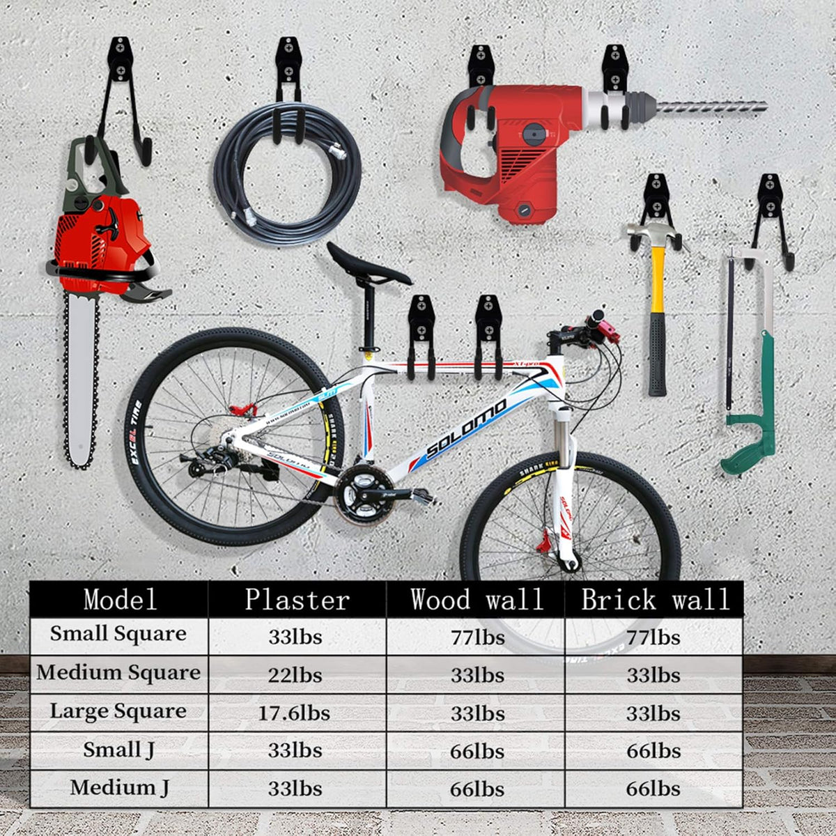 Garage Hooks Heavy Duty 14 Pack, Steel Garage Storage Hooks, Tool Hangers for Garage Wall Utility Wall Mount Garage Hooks and Hangers with Anti-slip Coating for Garden Tools, Ladders, Bulky Items