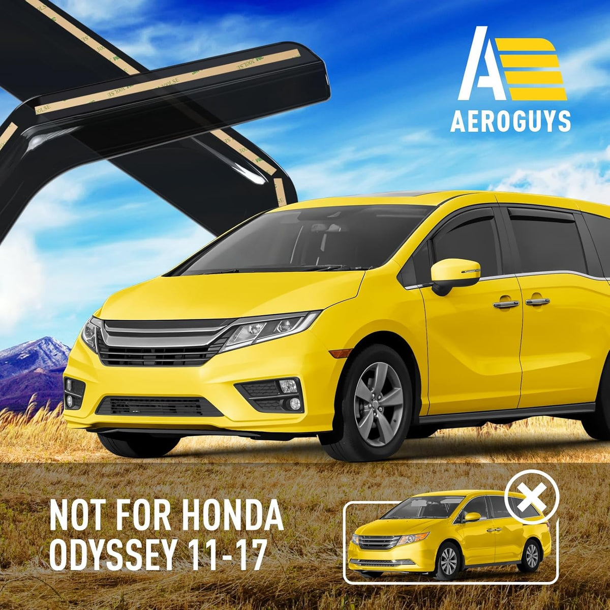 Extra Durable Window Deflectors in-Channel Window Visors Rain Guards Fit for Honda Odyssey 2018-2025, Sun Visors, Wind Vent for Shades, Exterior Car Accessories - 4pcs. AG0765