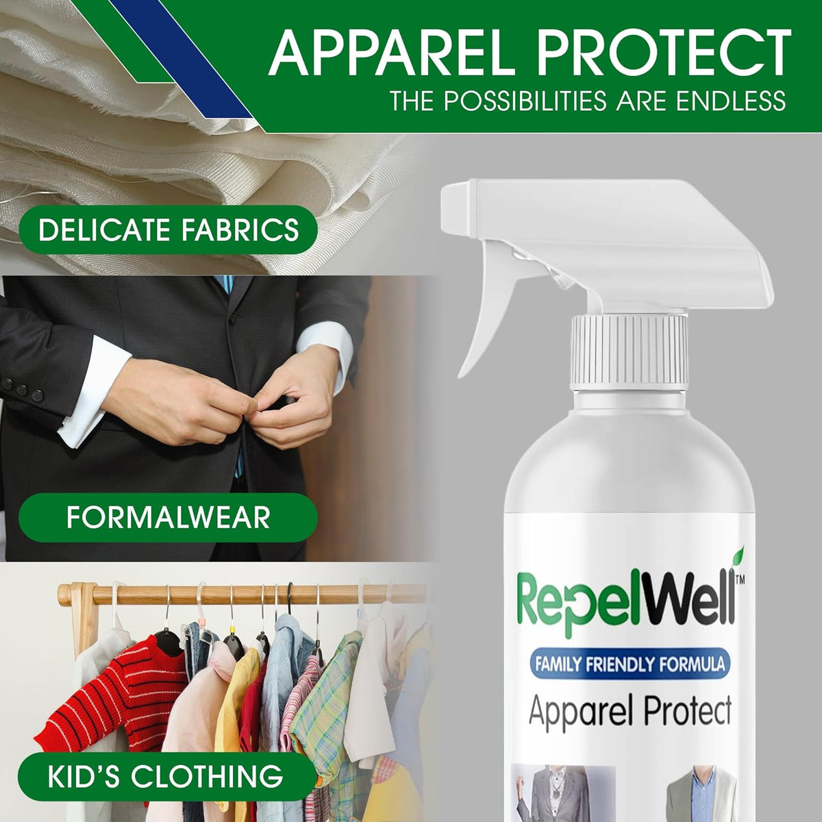 Apparel Protect (12oz) Stain & Water Repellent Spray – Non-Toxic, Eco-Friendly, Pet-Safe Sprays for Clothing & More