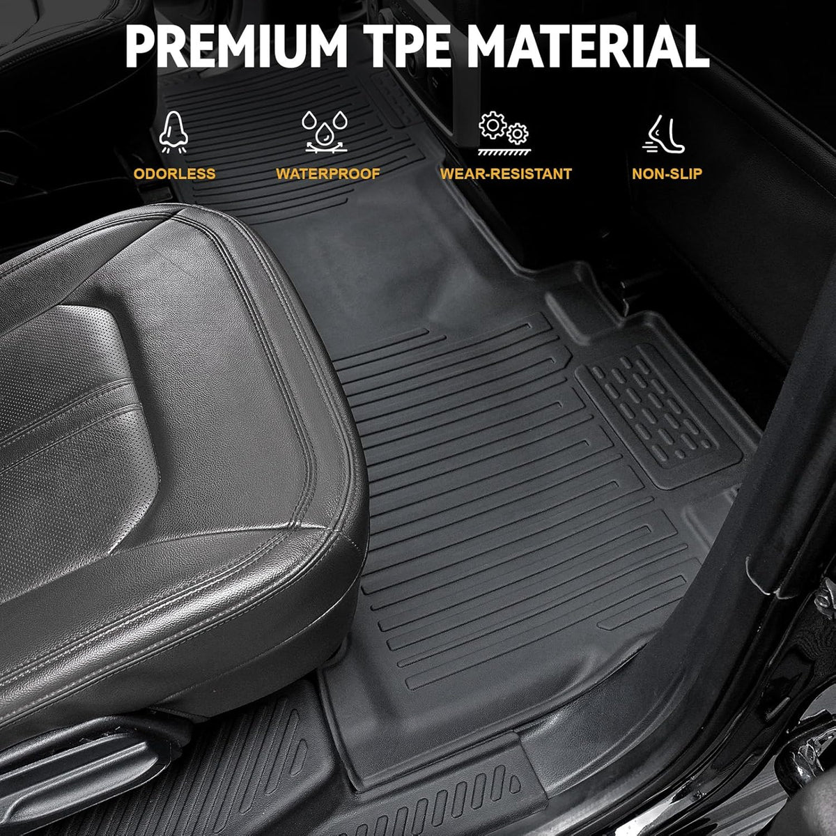Floor Mats Set for 2018-2024 Ford Expedition/Lincoln Navigator 7 Seats Accessories, Full Coverage All Weather Cargo Mat with Backrest Protectors & Door Sill Guards (Not fit Max or L Model)