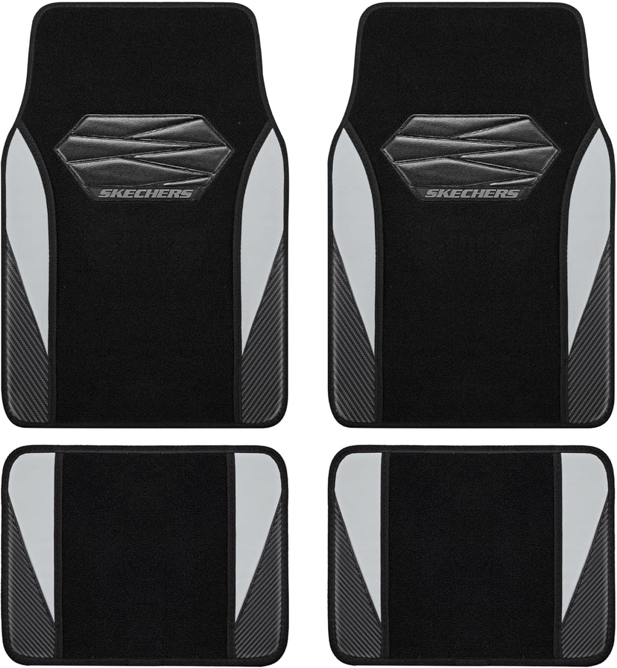 Skechers Car Floor Mats,Waterproof Universal Fit Car Mats,Faux Leather Car Floor Mats,Carbon Floor Mats for Cars with Anti-Slip Skechers Heel Pad Fit for SUV,Vans,Sedans,Trucks,Grey