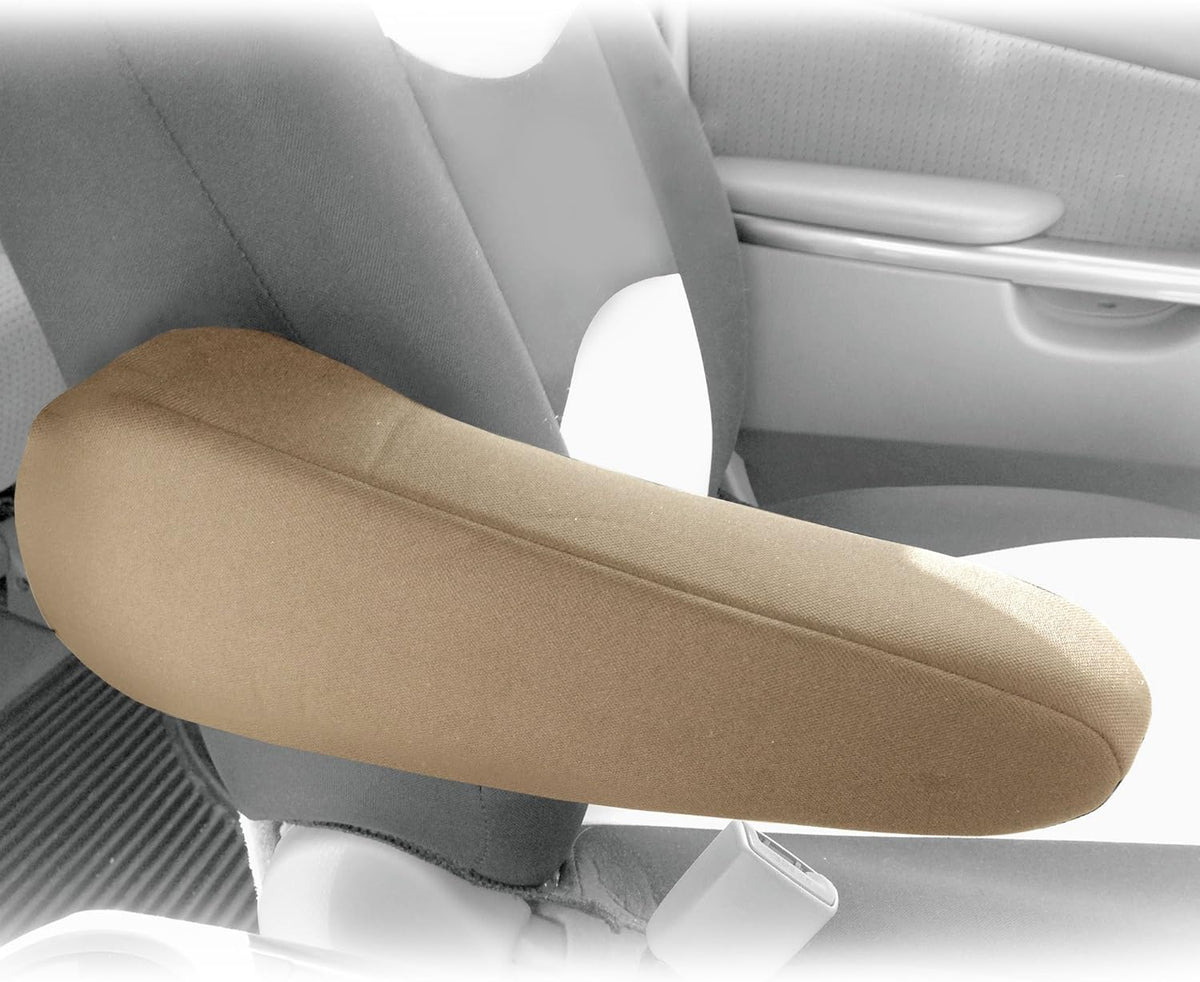 TLH Flat Cloth Fabric Armrest Covers One Pair, Tan Color