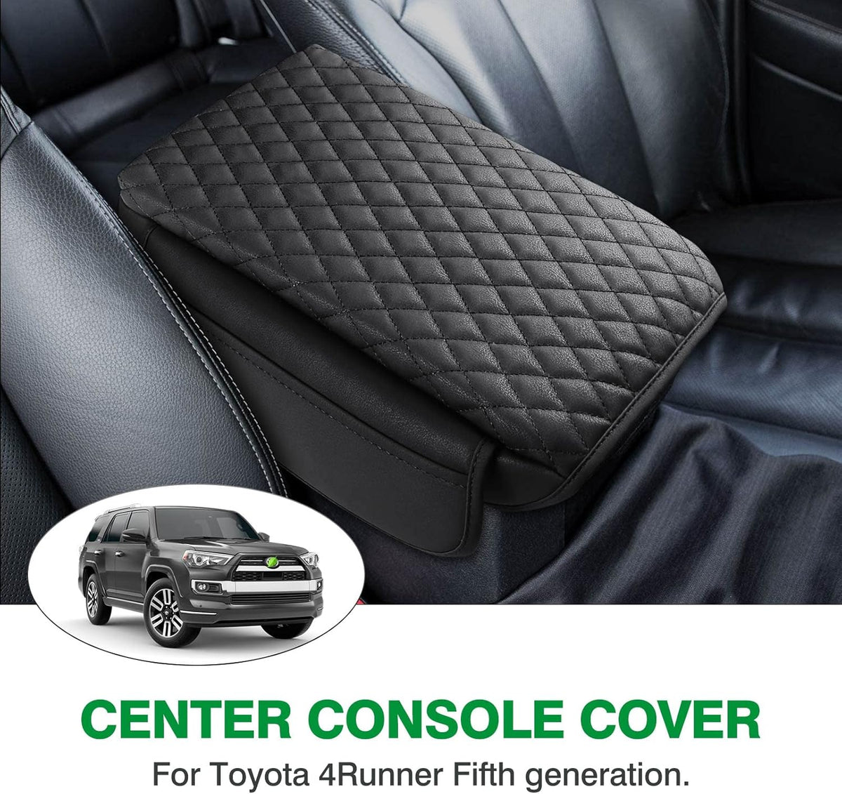 Shademax for Toyota 4Runner Center Console Cover, Armrest Cover for Toyota 4Runner Accessories 2010-2023 2024, Center Console Pad PU Leather Armrest Seat Box Cover Protector with Pockets Storage Bag
