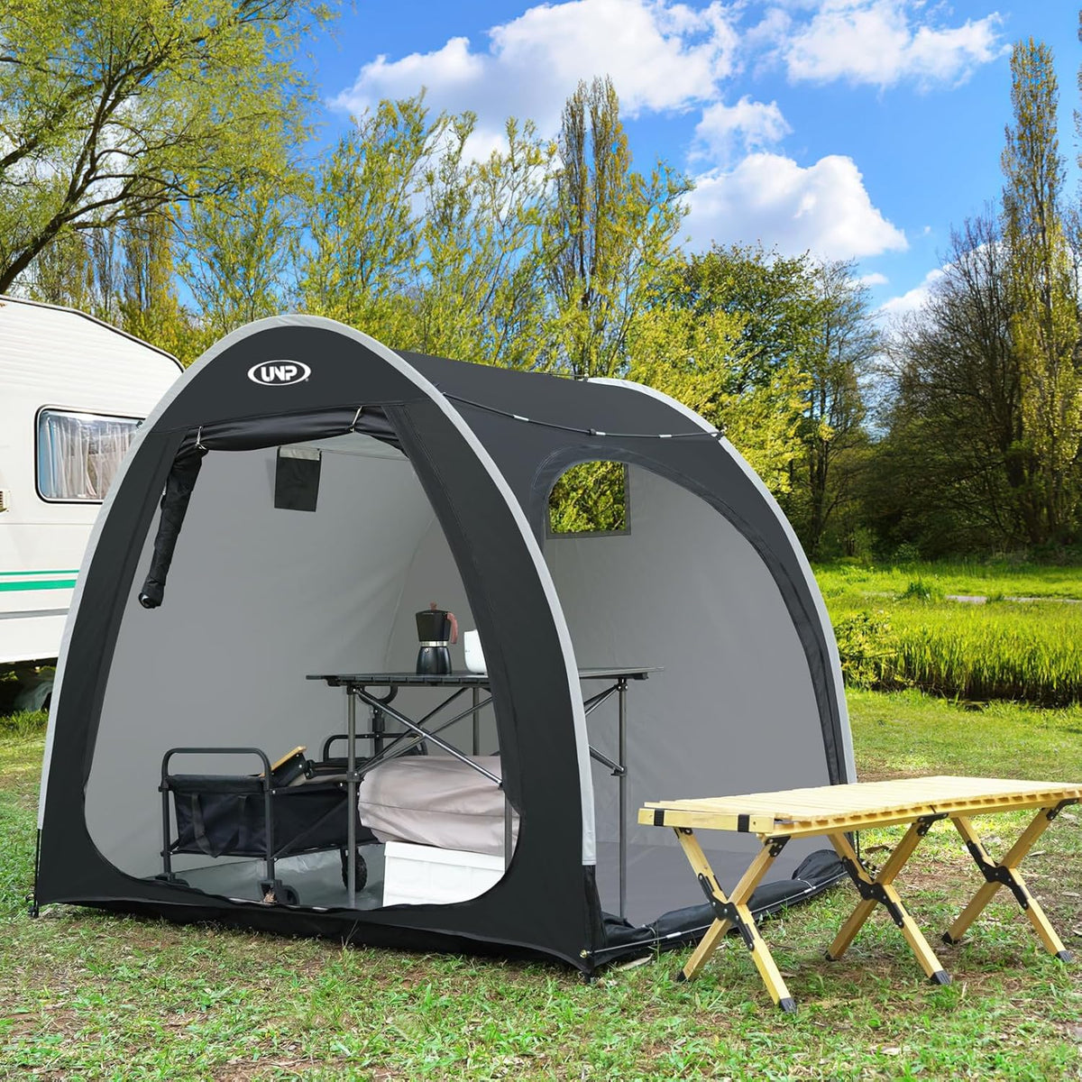 UNP Bike Storage Shed Tent, Portable Outdoor Bike Storage Tent with 210D Oxford Thick PU4000 Waterproof for 1/2/3/4 Bikes, Bike Covers Storage Shed Tent for Bicycles, Lawn Mower, Garden Tools