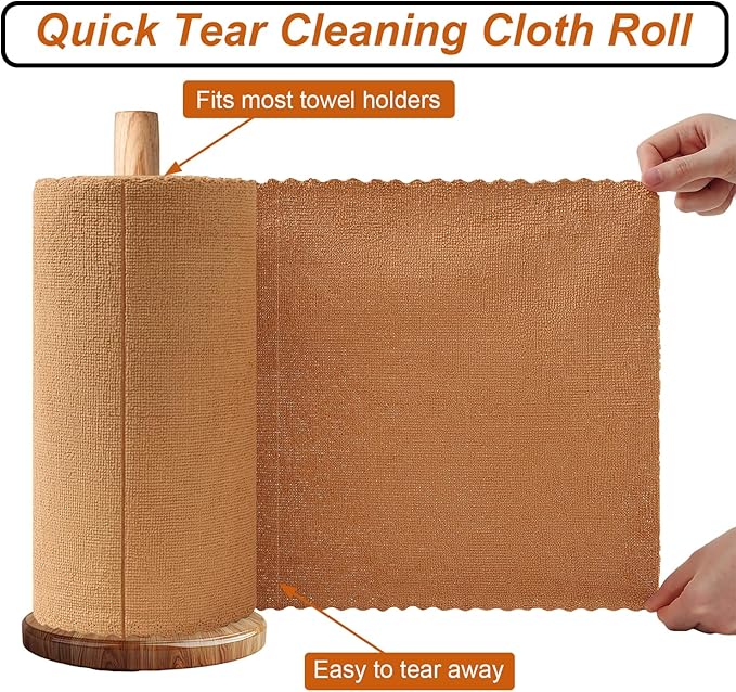 80 Pack Microfiber Cleaning Cloth Roll,Lint Free Rags & Tear Away Reusable Towels Washable Scratch,Ultra Absorbent Dish Rags(12" x 12") for Car Kitchen Home Garage-Dark Coffee