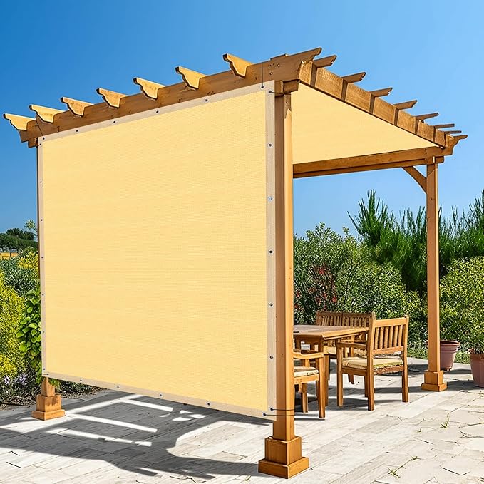 Amagenix 90% Shade Fabric 4'X 17' Sand Sun Shade Cloth with Grommets for Pergola Replacement Shade Cover Canopy, Heavy Duty, Cable Zip Ties Included (We Customized)