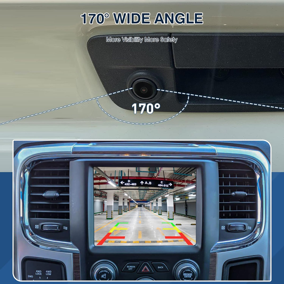 Rear View Backup Camera Compatible with RAM 1500 2500 3500 2013-2018 for Dodge Viper, for RAM 4500 5500 2013-2017, for Chrysler 200 Reversing Parking Assist Camera 56038978AL 56038978AK…