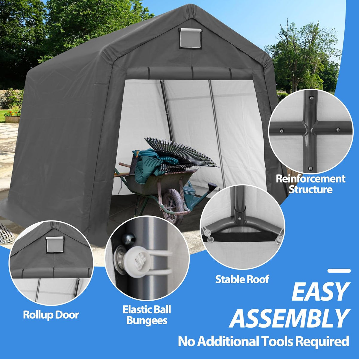 10' x 10' Outdoor Storage Shelter Shed, Portable Storage Shed Heavy Duty Portable Garage with Roll-up Zipper Door for Generator, Vehicles,Motorcycle