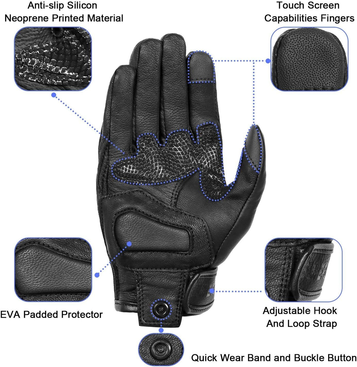 Updated Men's and Womens Black Motorcycle Gloves Armored Knuckle Protector Motorbike Riding Gloves(Updated,Non-Perforated, XXL)