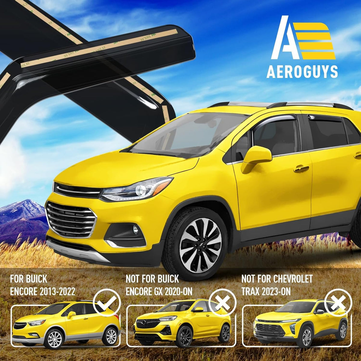 Extra Durable Window Deflectors in-Channel Window Visors Rain Guards Fit for Chevrolet (Chevy) Trax 2014-2022, Sun Visors, Wind Vent for Shades, Exterior Car Accessories - 4pcs. AG0026