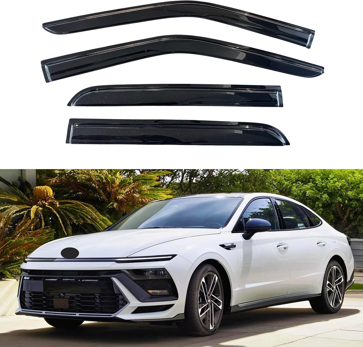KPY Window Visor Compatible with Hyundai Sonata 2020-2024, 4PC Rain Guard Side Window Vent Deflectors Tape-On Mugen Style, 2020 2021 2022 2023 2024