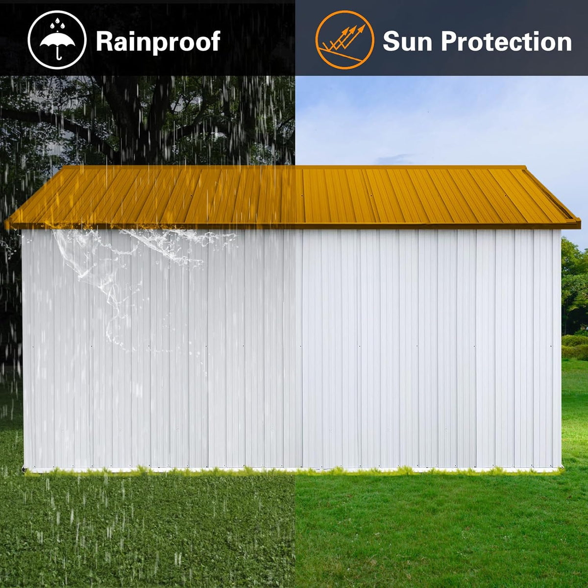 Outdoor Storage Shed,12X10 FT Metal Garden Shed with Lockable Doors & Slooping Roof,Updated Reinforced Door,Tool/Bike Sheds for Backyard, Patio, Poolside,Garage