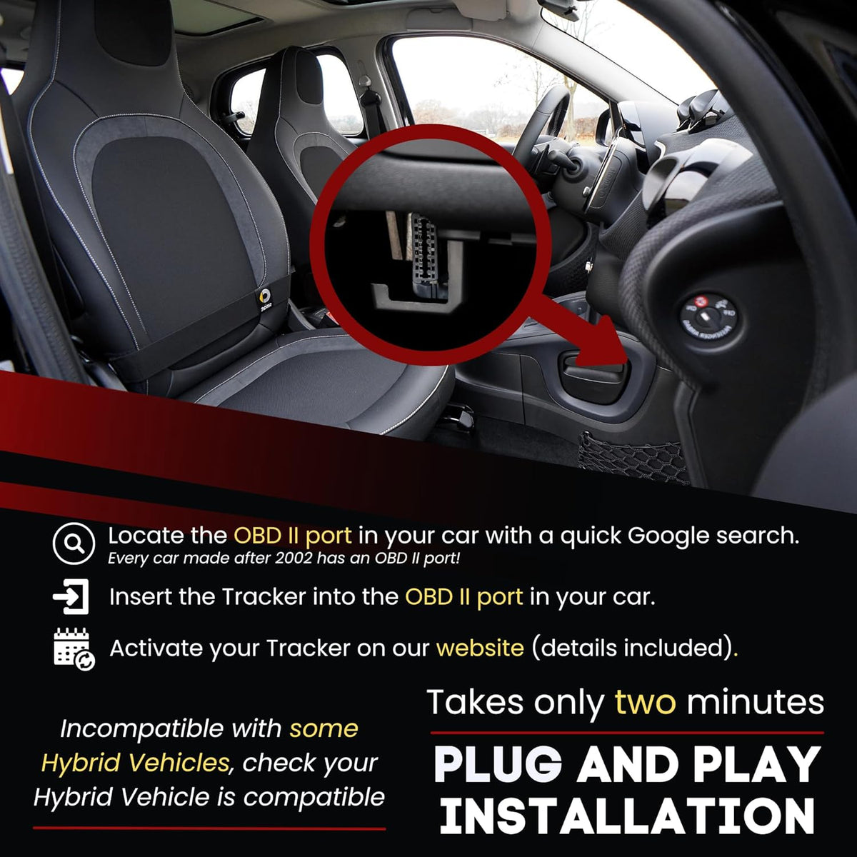Plug - 4G LTE Car GPS Tracker, Vehicle Location Every 10-30 Seconds, Multiple GeoFences, Route Playback, Monitor Speed, Driving Behaviour, No Activation Fees, Cancel Anytime, 7 Day Free Trial