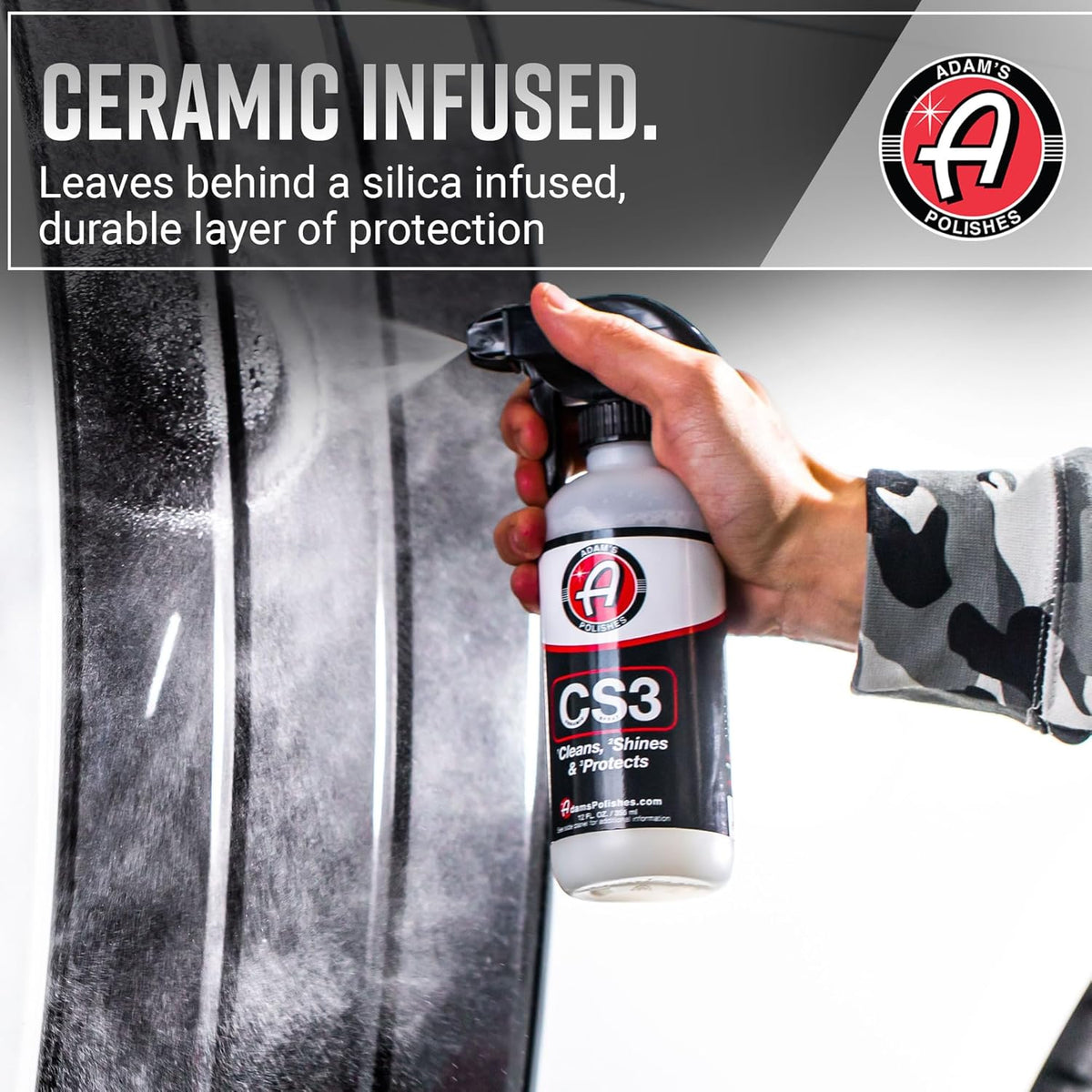 Adam's Polishes CS3 (12oz) - Ceramic Spray Coating That Cleans, Shines & Protects | Top Coat Wash Polish & Paint Protectant Stronger Than Wax| RV Boat Motorcycle Car Detailing Waterless Wash Cleaner