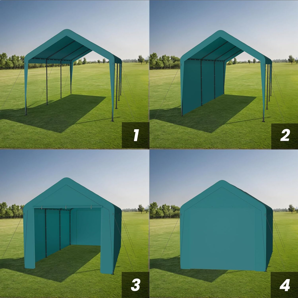 Carport 10x20 Heavy Duty Portable Garage w/Removable Sidewalls & Roll-Up Door Car Canopy Party Tents Waterproof UV Resistant All Weather Car Port for Trucks,Boats(Green)