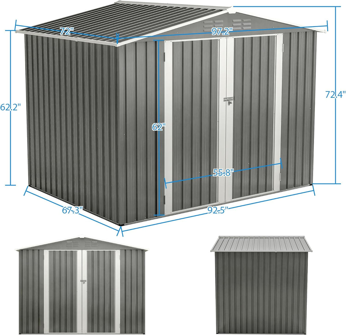 8x6 FT Outdoor Tool Storage Shed with Metal Foundation & Lockable Doors, All Weather Metal Sheds for Garden, Patio, Backyard, Lawn,