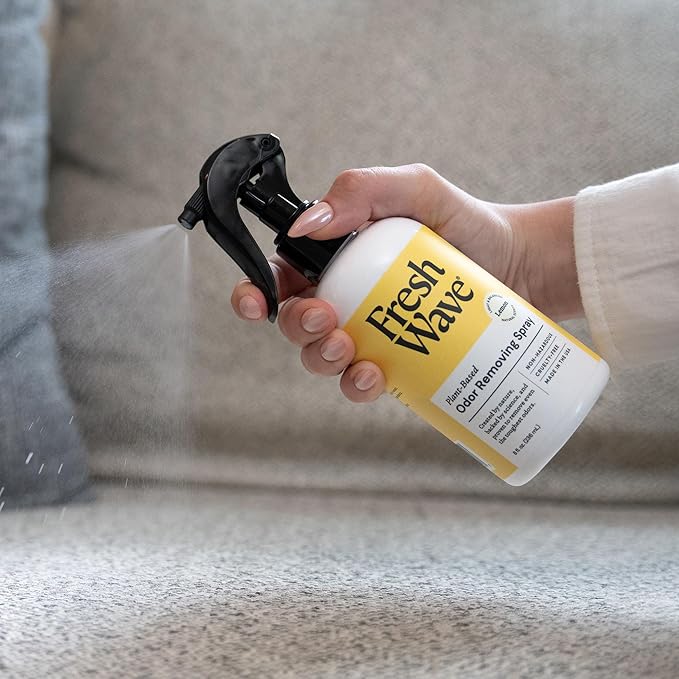 Fresh Wave Lemon Scent Odor Removing Spray, 8 fl. oz. | Pack of 2 | Odor Absorber for Home, Furniture, Fabrics & Trash | Safer Odor Relief