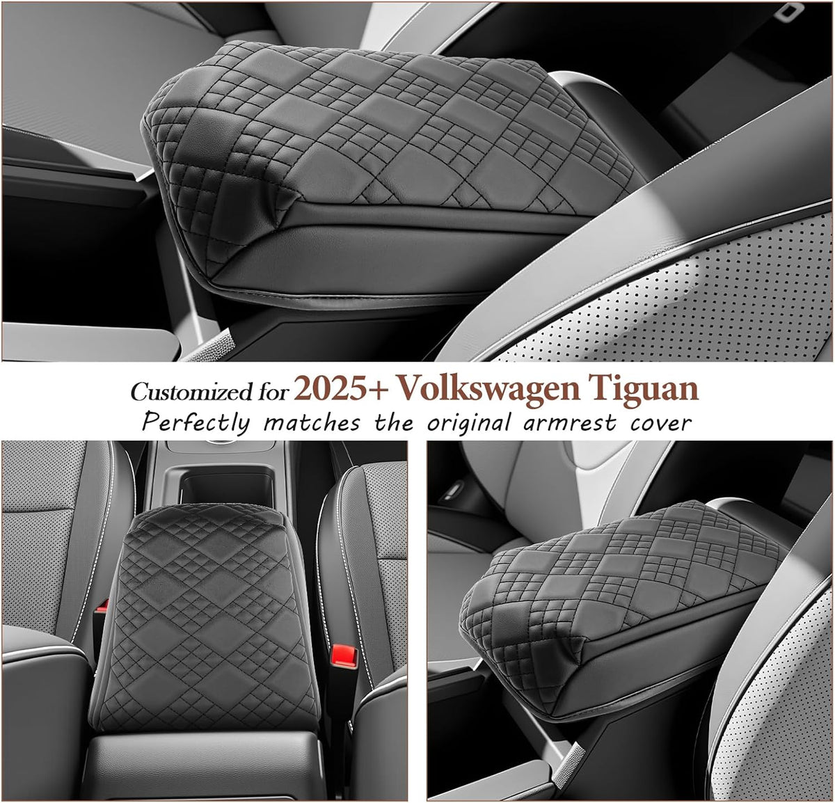 SKTU for 2025 VW Tiguan Center Console Cover for 2025+ Volkswagen Tiguan (S/SE/SE R-Line Black/SEL R-Line) Armrest Cover VW Tiguan 2025 Accessories 2025 Tiguan Console Cushion (Thickened)