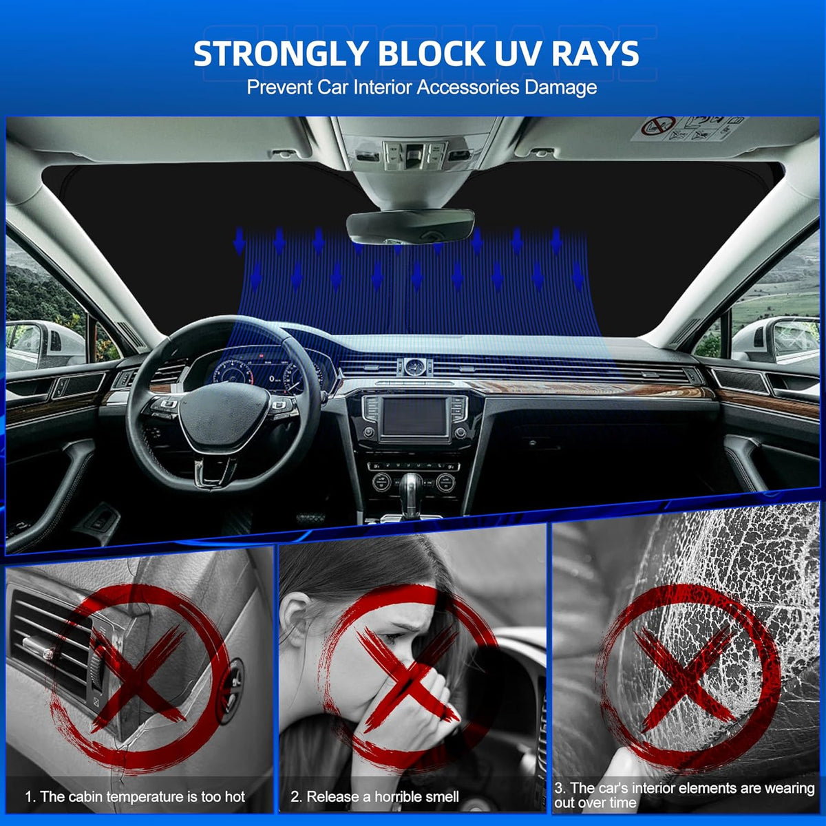 Windshield Sun Shade for Audi Q7 2016-2025 Foldable Sunshade Custom Fit Front Window Car Interior Accessories Protector Blocks UV Rays
