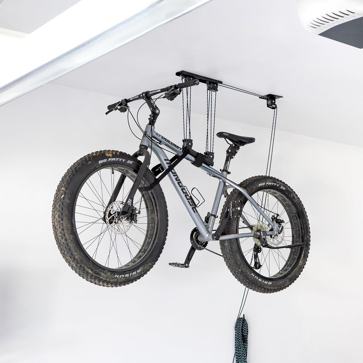StoreYourBoard Bike Hoist, No-Slip Bicycle Ceiling Storage, Heavy-Duty Garage Pulley Lift System, Road, MTB, Fat Tire, Ebike Hanger
