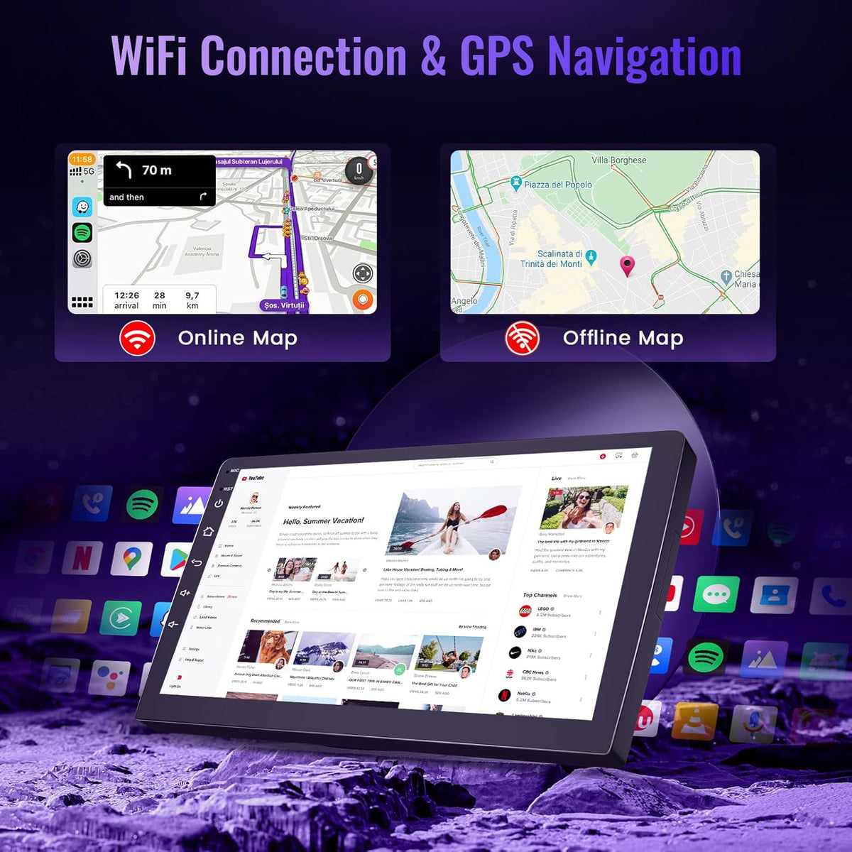 Wireless Carplay Car Stereo for Honda Civic 2016-2020 with 9-Inch Touchscreen, [Qualcomm 8-core 4+64GB] Upriding Android 13 Car Radio Android Auto BT5.1/DSP/Hi-Res Audio/WiFi/SWC/GPS/OTA+Backup Cam