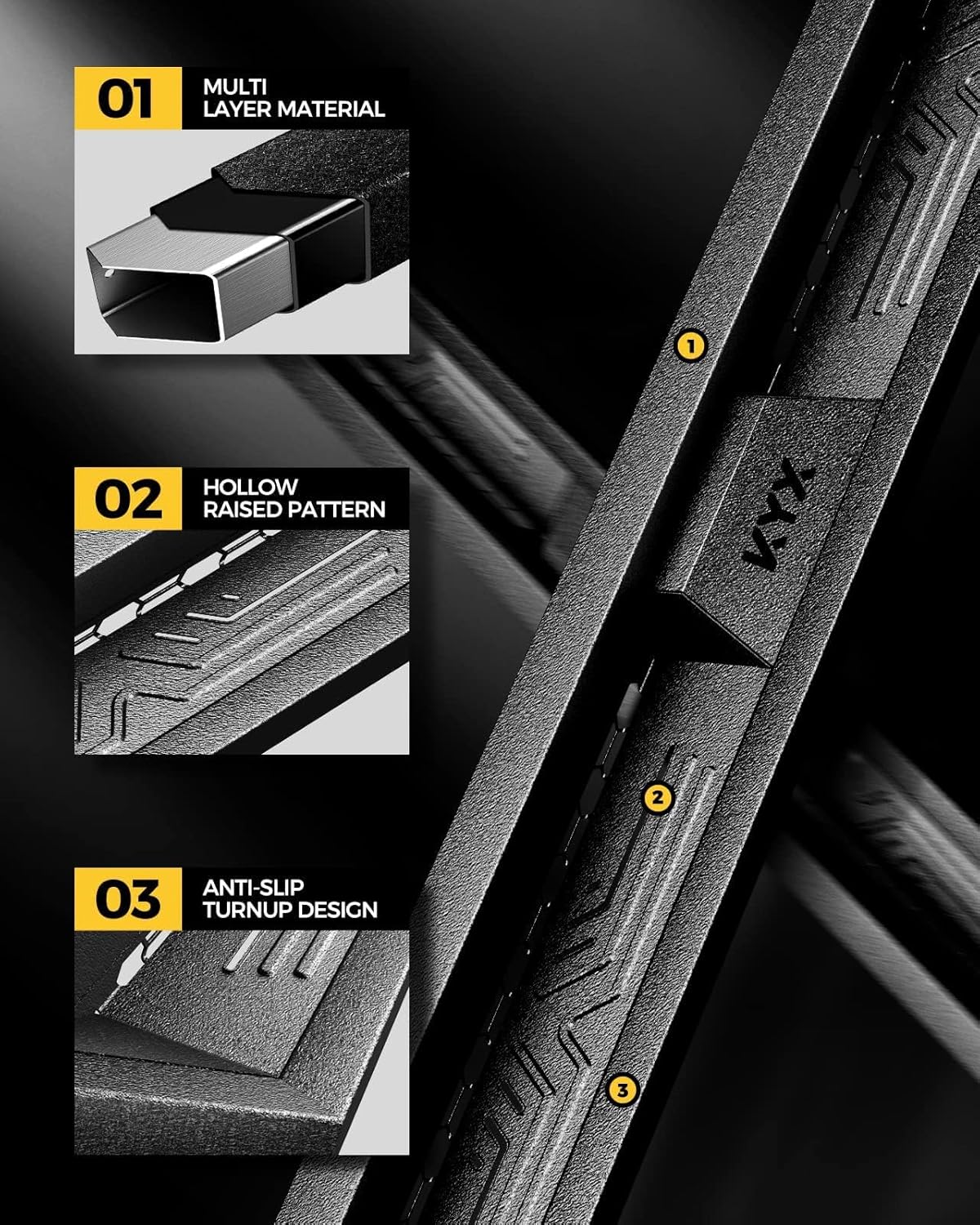 KYX Running Boards & Steps Nerf Bars Fit for 2015-2025 Chevy Colorado/Canyon Crew Cab, A Pair 6 inch Car Door Side Steps Nerf Bars Truck Boards Step Rails-Dual Tube