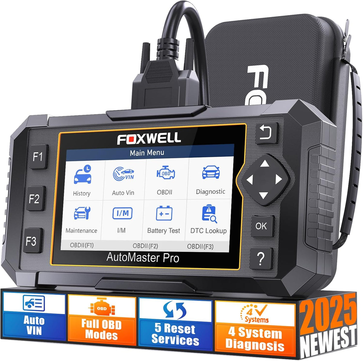 FOXWELL NT614 Elite OBD2 Scanner 4 System Code Reader Scan Engine ABS SRS Transmission, 5 Resets Oil/EPB/ABS Bleeding/SAS/Throttle Live Data, Auto VIN, WiFi Updates Car Diagnostic Tool for DIY & Pros