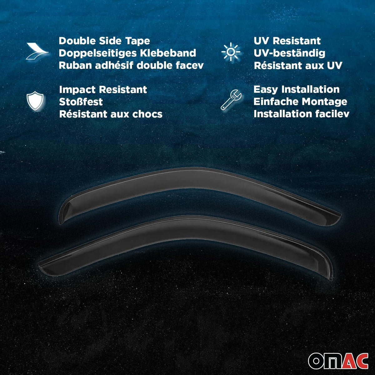 OMAC Window Visor Vent Rain Guard Deflector for Honda Civic 2006-2011 Sedan Smoke 4 Pcs