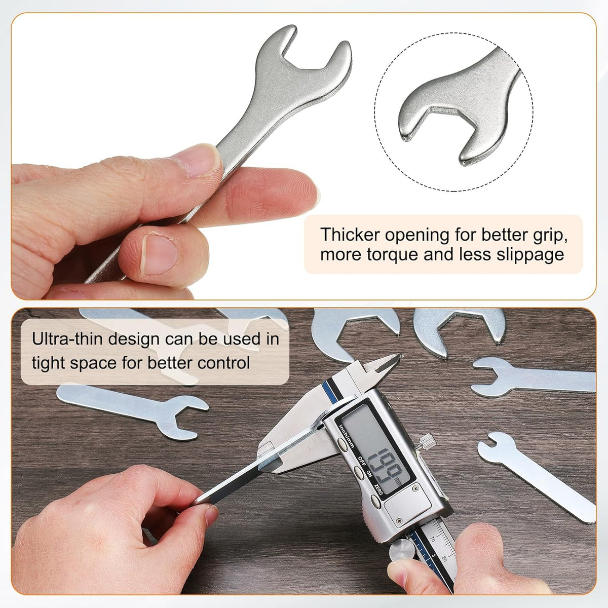 HARFINGTON 10pcs Small Wrench Open End Wrench 13x108x3mm Metric U-Shaped Single Open Ended Spanner Super Thin Small Flat Head Galvanizing Wrench for Automotive Repair Furniture Assembly