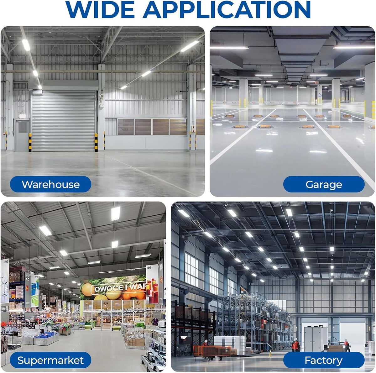 CINOTON 2FT 165W/110W/80W LED Shop Light with 22275LM, 0-10V Dimmable Linear High Bay Lighting, 120-277V Power Tunable Commercial Hanging Lights for Garage Office Warehouse Workshop UL Listed 2 Pack