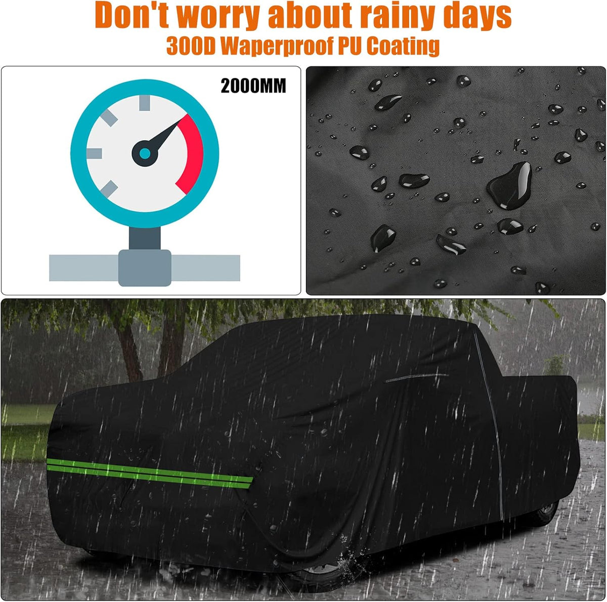 Waterproof Car Cover Compatible with Chevrolet C/K 1500/2500/3500 1988-1999, 2 Door Extended Cab Long Bed, 300D All Weather Car Covers with Zipper Door for Snow Rain Protection
