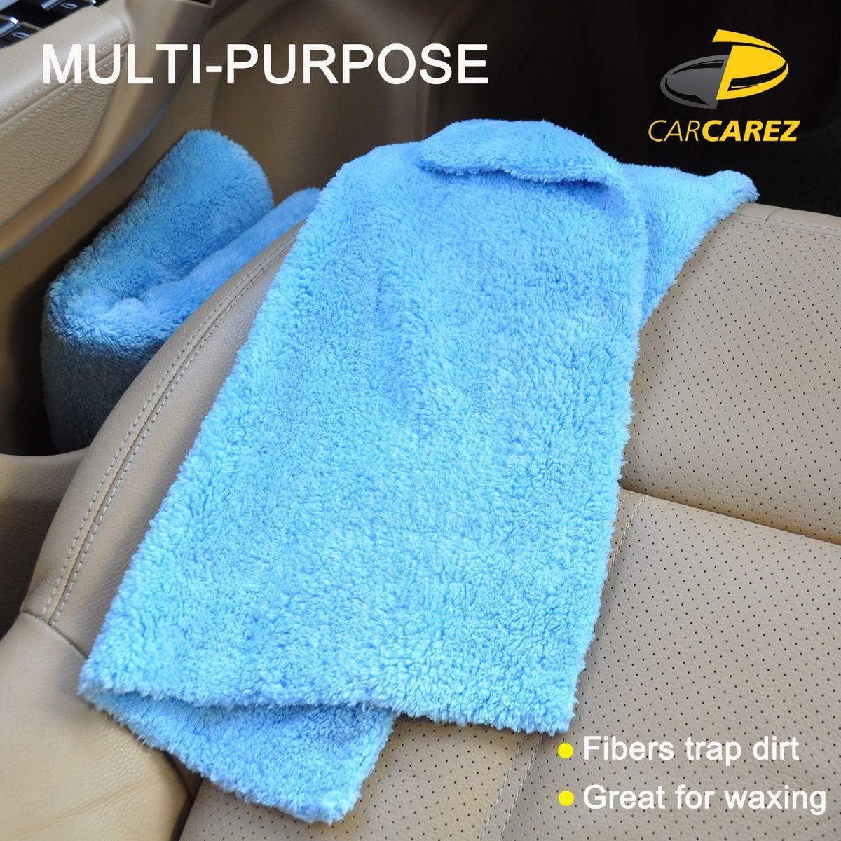 CARCAREZ Microfiber Towels for Cars, Car Drying Wash Detailing Towel with Plush Edgeless Microfiber Cloth (Multi)