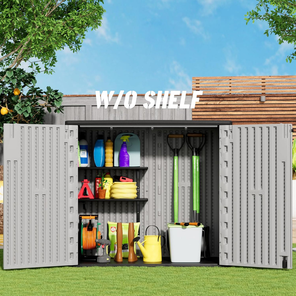Outdoor Storage Cabinet for Patio & Garden Shed, 37Cu.ft Outdoor Storage Shed Waterproof,Horizontal Outdoor Cabinet for Garage, Pool Storage.