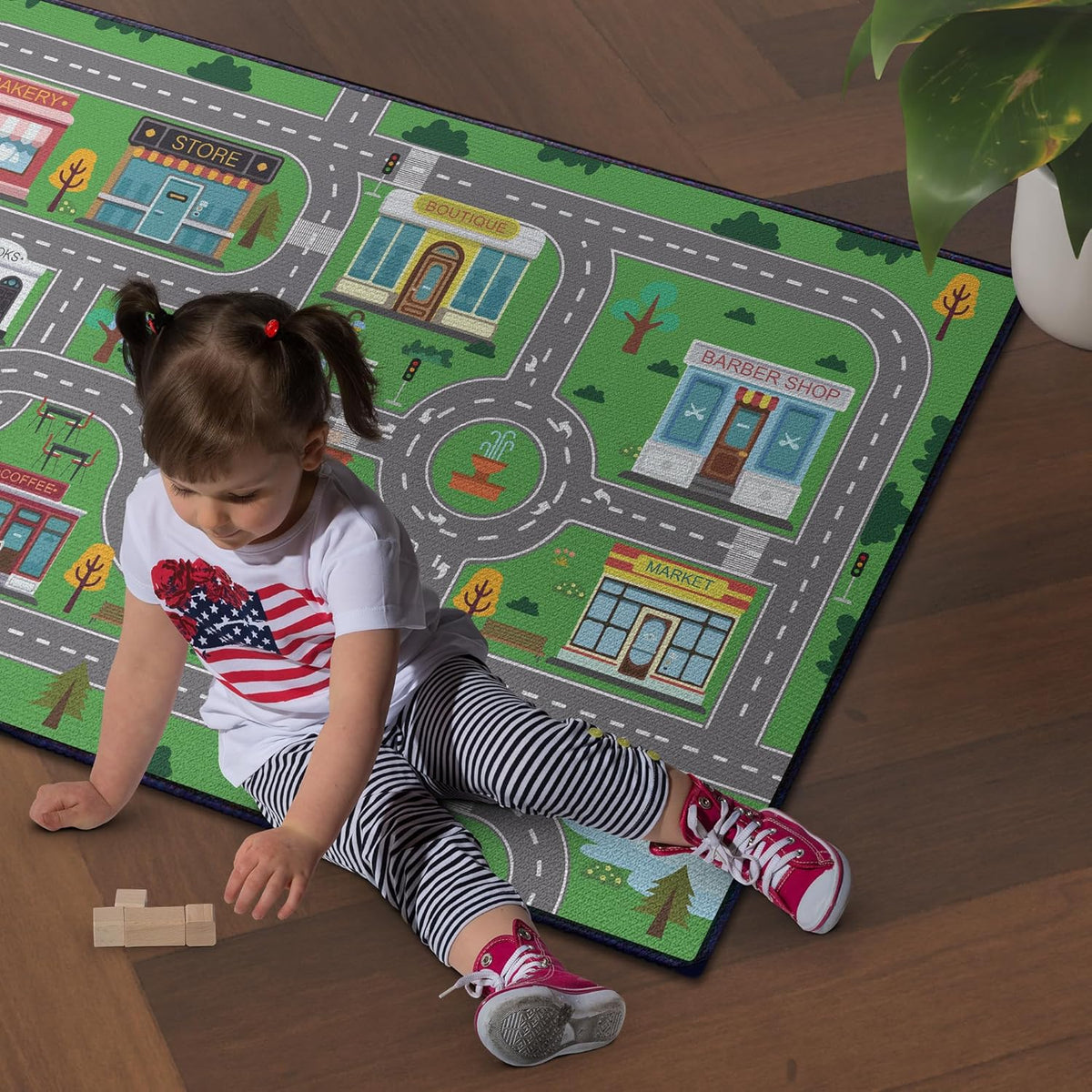 Play Rug for Playroom 3x4 Car Mat Town City Road Map for Boys Bedroom Fun Car Play Area Carpet Non-Slip Washable