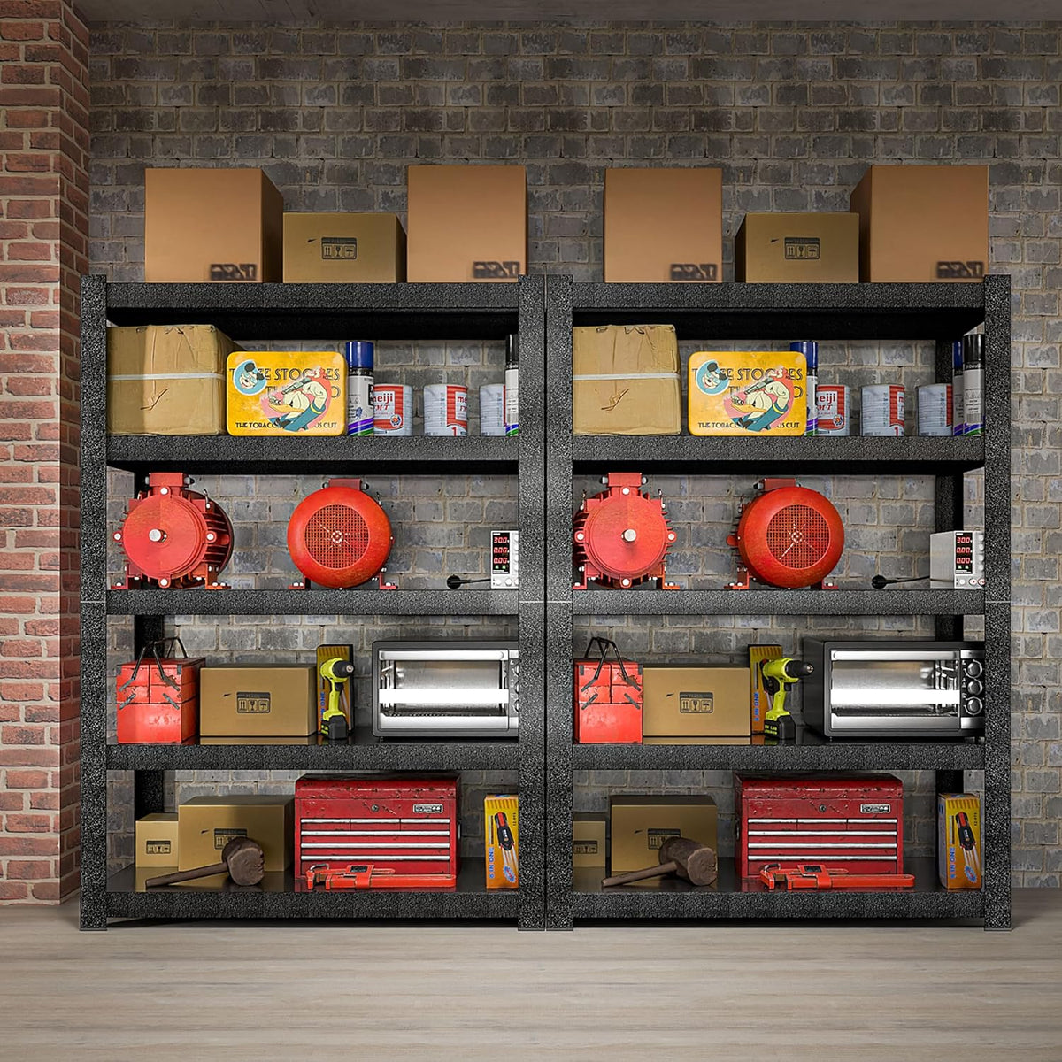 72" Hx47.3 Wx23.6 D 5 Tier Garage Shelving Heavy Duty Garage Storage Shelves 3000 lbs Heavy Duty Shelving Adjustable Matte Black Metal Shelving Industrial Rack (72" Hx47.3 Wx23.6 D)