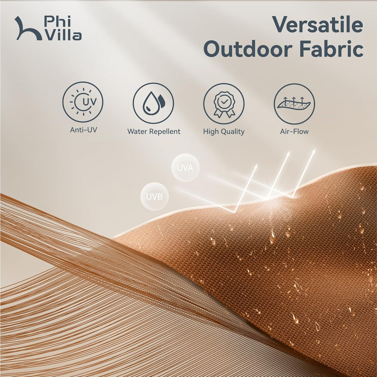 PHI VILLA 15ft Large Patio Umbrellas with Base, Outdoor Double-Sided Rectangle Market Umbrella for Pool Lawn Garden, Maillard Brown