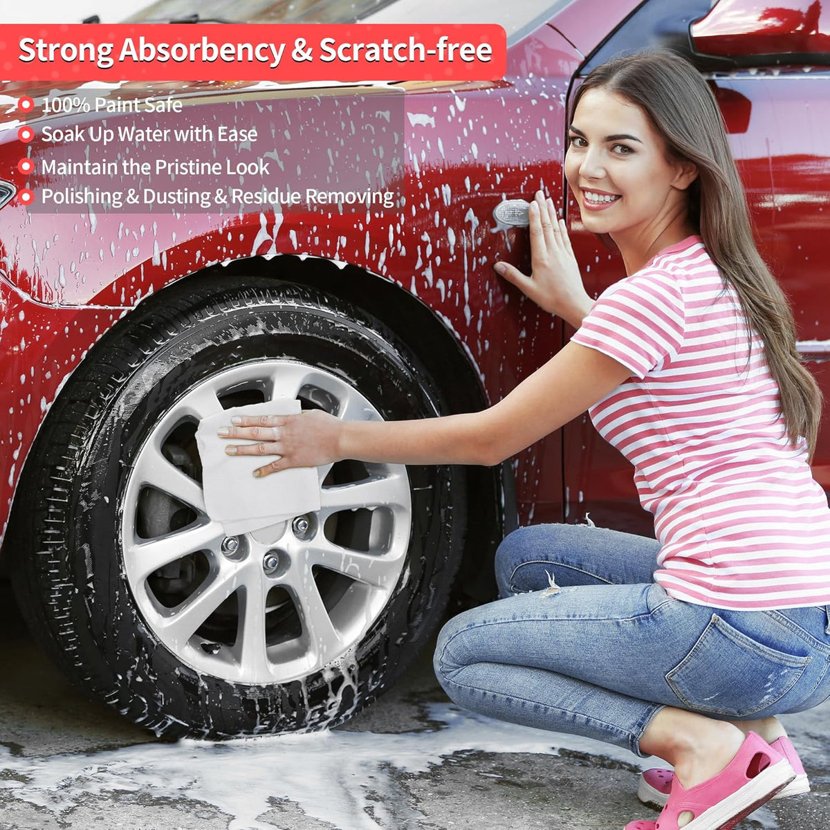HOMERHYME White Microfiber Cleaning Cloths, 100 Pack Shop Towels Rags, Bulk Absorbent Lint-Free Detailing Cleaning Rags Microfiber Towels for Car Mechanic Automotive Garage Housekeeping, 11.5"*11.5"