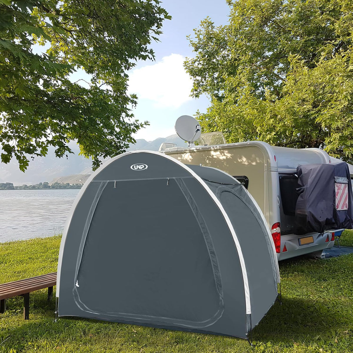 UNP Bike Storage Shed Tent, Portable Outdoor Bike Storage Tent with 210D Oxford Thick PU4000 Waterproof for 1/2/3/4 Bikes, Bike Covers Storage Shed Tent for Bicycles, Lawn Mower, Garden Tools